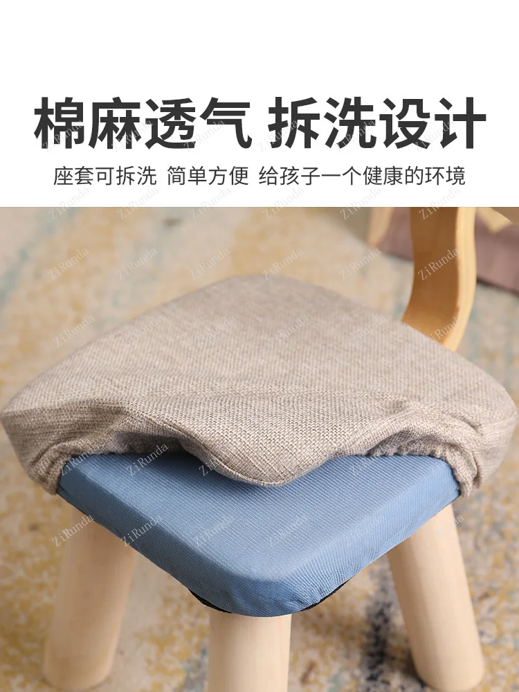 *Solid wood stool Small chair at the entrance of the entrance Household children's backrest Low stool