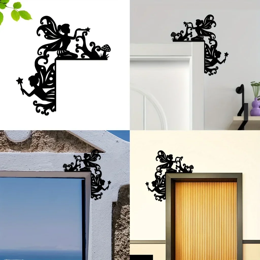 

Hello Young Elf Decoration Wall Sticker Door Corner Home Decor Door Frame Corner Decor Art Metal Livingroom Wall Hanging Decora