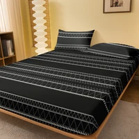 1 Simple modern Geometry printed matte Fitted Sheet, bedroom printed bed cover, bedding (excluding pillowcases) 1
