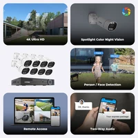 H.view Système de caméras de sécurité CCTV, kit de vidéosurveillance domestique, caméra IP extérieure, détection humanoïde, 8 canaux, 4K, 5MP, 8MP 2