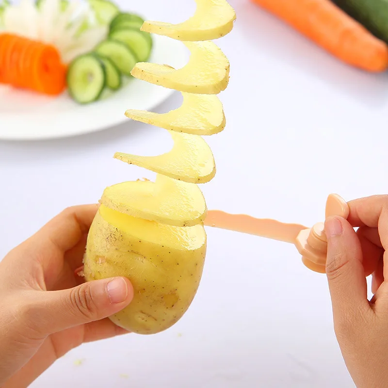 Stainless Steel Rotate Potato Slicer Twisted Potato Slice Cutter Spiral  Manual Vegetables Spiral Knife Creative Kitchen Gadgets - AliExpress
