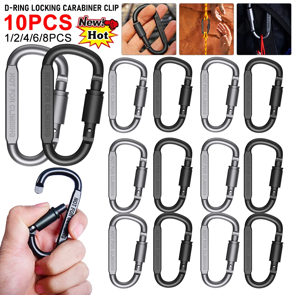 10-1PCS Aluminum Alloy Carabiner For Key Camping Survival EDC Outdoor Keychain Clip D-ring Snap Clip Lock Buckle Caribiner Hook