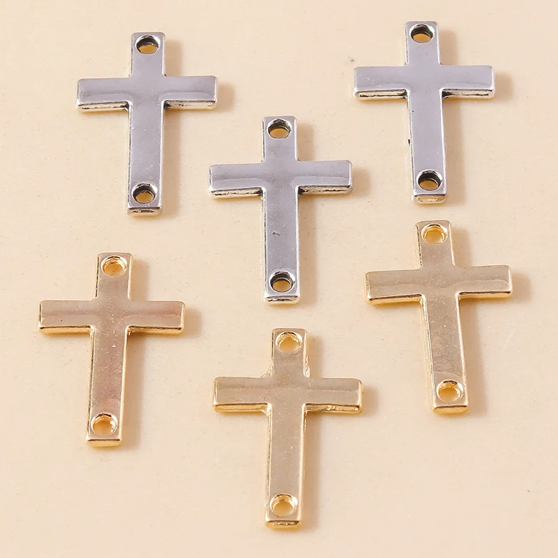 40 Stück 11 x 18 mm niedliche Gold-Silber-Farben-Legierung Kreuz-Charms-Anschlüsse für Schmuckherstellung, Halsketten, Ohrringe, DIY-Bastelbedarf – Detail 5