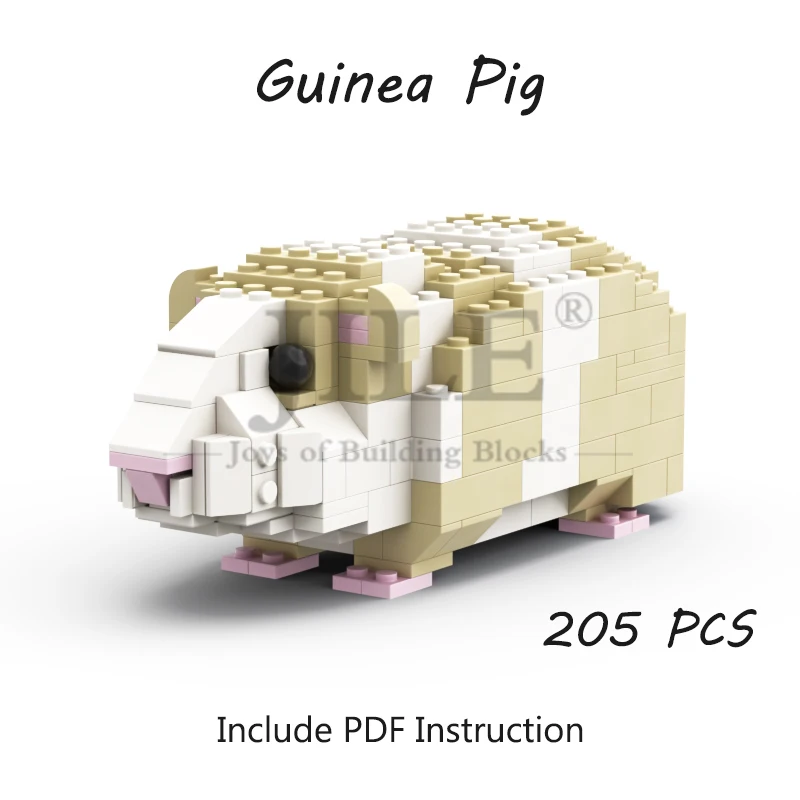 205 יחידות קוביות MOC גינאי חזיר חמסטר עכבר מודל בניית קוביות חמודות חיות מחמד סט יצירתי צעצוע לילדים מתנת יומולדת חג המולד