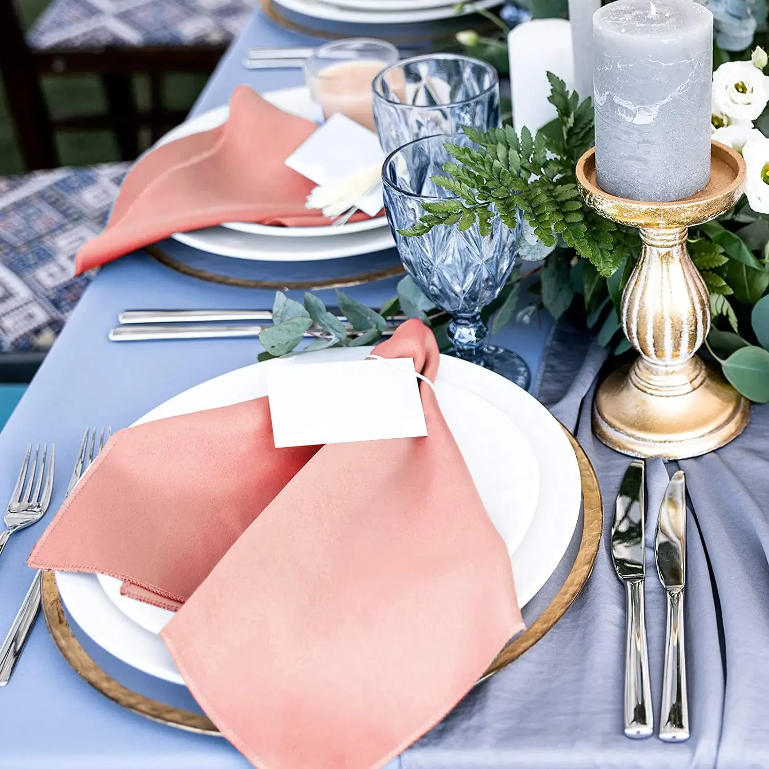 Lot De 10 Serviettes En Satin De Soie – 43x43 Cm, Champagne Doré, Pour Mariage, Restaurant, Déco
