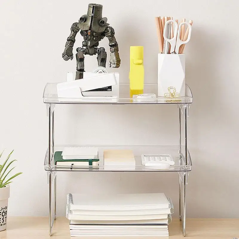 Acrylic Risers For Display Clear Foldable Storage Shelf Acrylic Display Risers Perfume Stand Tray Multi-Layers Holder Rack For 4