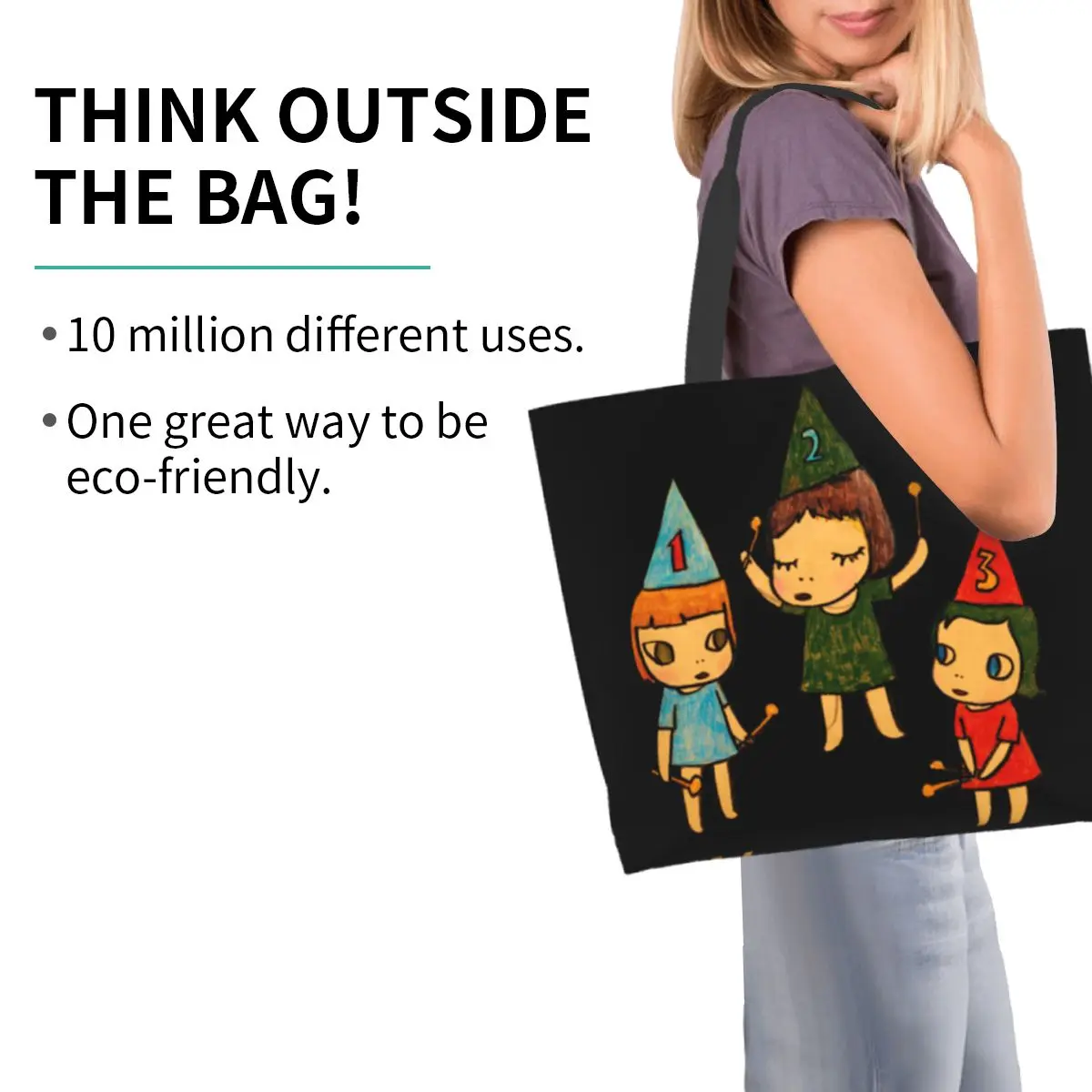 Yoshitomo Nara beating Cute Women Shoulder bag 40X50cm tote bag Shopping Convenient Travel Book handbag Printing