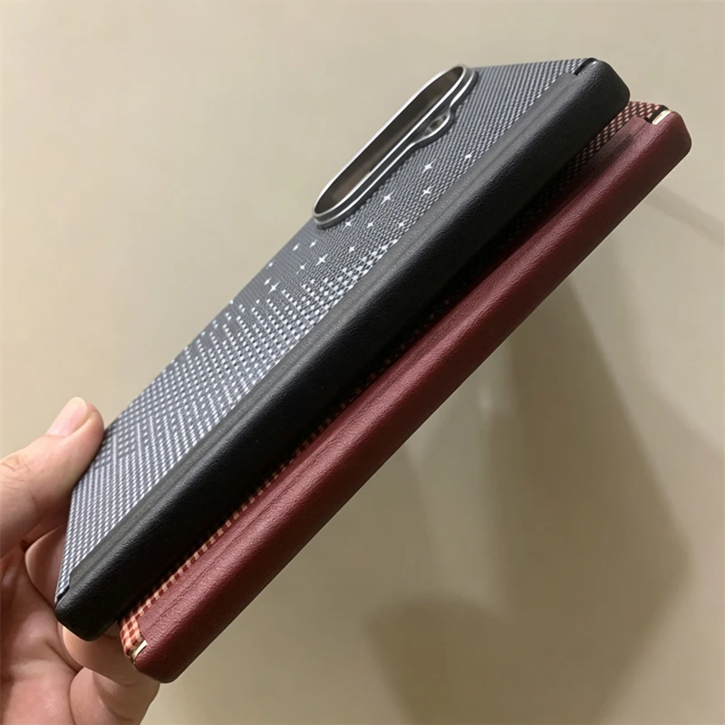 Carbon Fiber Texture Phone Case with Magnetic Wireless Charging and Metal Lens Armor Cover