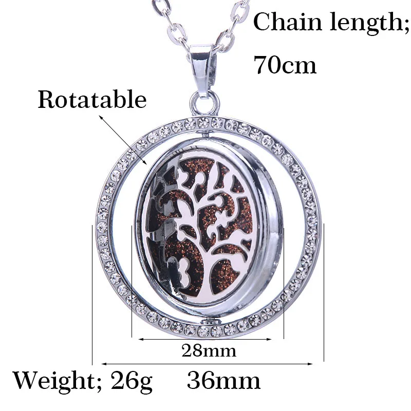 10Pcs/Lot Mix Fashion Rhinestone Rotate Essential Oil Diffuser Necklace Locket Pendant Aromatherapy Jewelry Gift Wholesale 2022