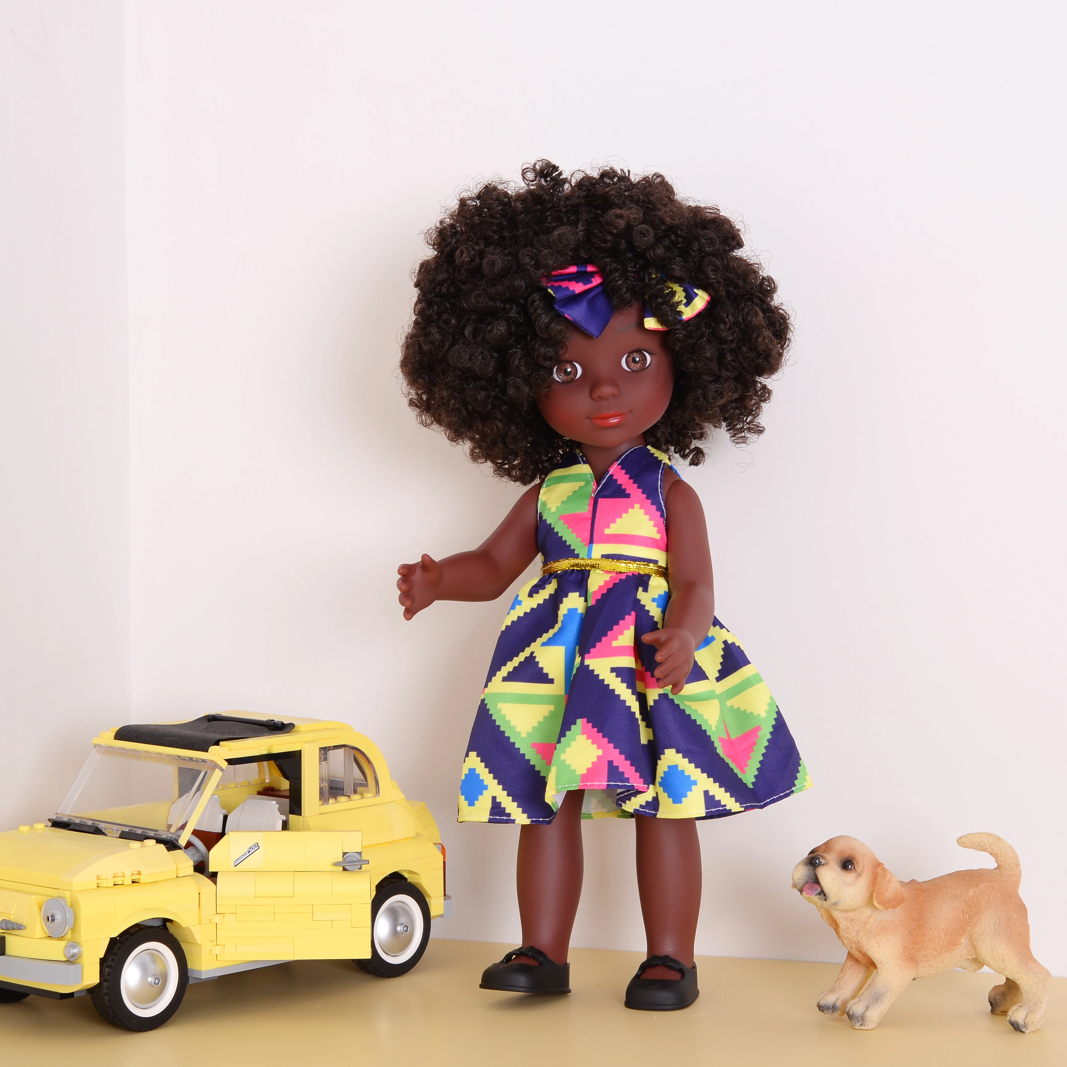 One Piece 14 Inch American African Black Doll with Curly Hair - Perfect Gift for Girls on Birthday - Full Set Included 6