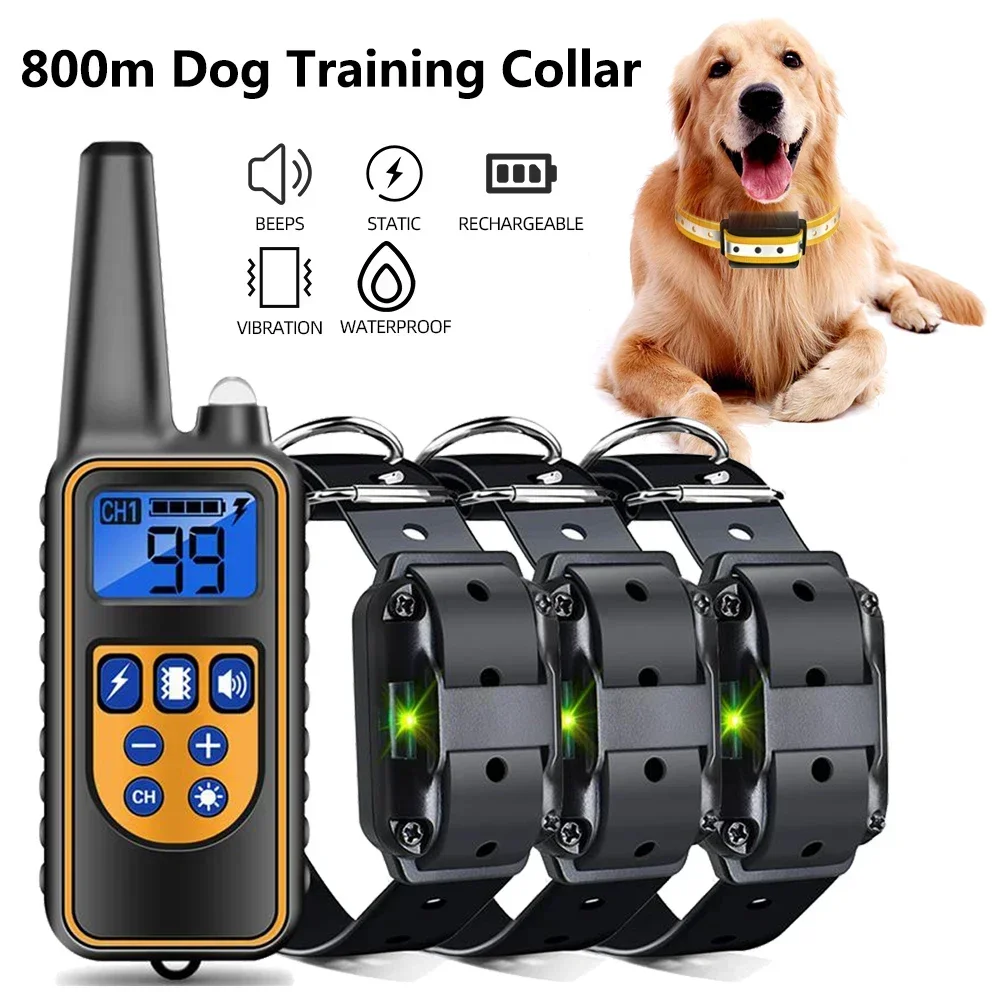 

800m Digital Dog Training Collar Waterproof Rechargeable Remote Control Pet with LCD Display for All Size Shock Vibration Sound