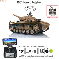 HENG LONG 1/16 7.0 Plastic Panzer III H FPV Camera RC Tank 3849 Painted Yellow Metal Steel Gearbox 360° Turret Track TH17365 1