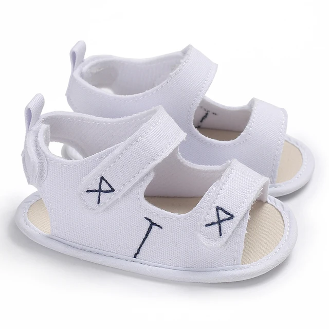 Newborn Toddler Shoes Baby Soft Soled Sandals Lace Soft Soled Shoes Beach Shoes Slippers Non Slip Sandals 0-18M First Walkers C-454 white