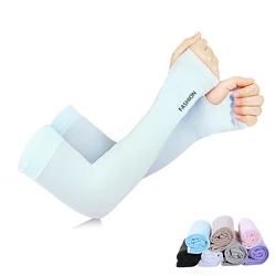 2PCS Summer Arm Sleeves Women Men Arm Warmers Sleeves Armwarmer UV Sun Protection Cotton Long Fingerless Gloves Arm Sleeves