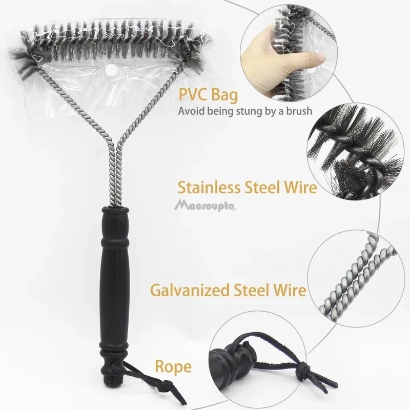 Barbecue Cleaning Tools Grill Brush Cleaning Brushes Barbecue Grill BBQ Brush Clean Tool Grill Accessories Stainless Steel Bristles Non-stick Cleaning Brushes Barbecue Accessories
