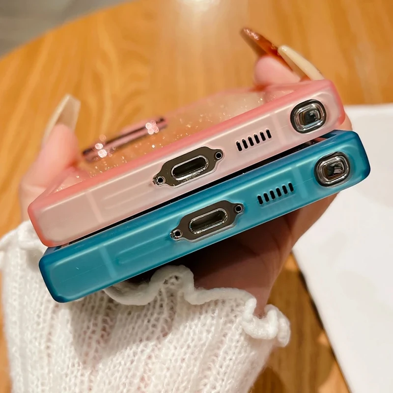 Clear Glitter Rainbow Phone Case With Lens Protector For Samsung_voghion.com
