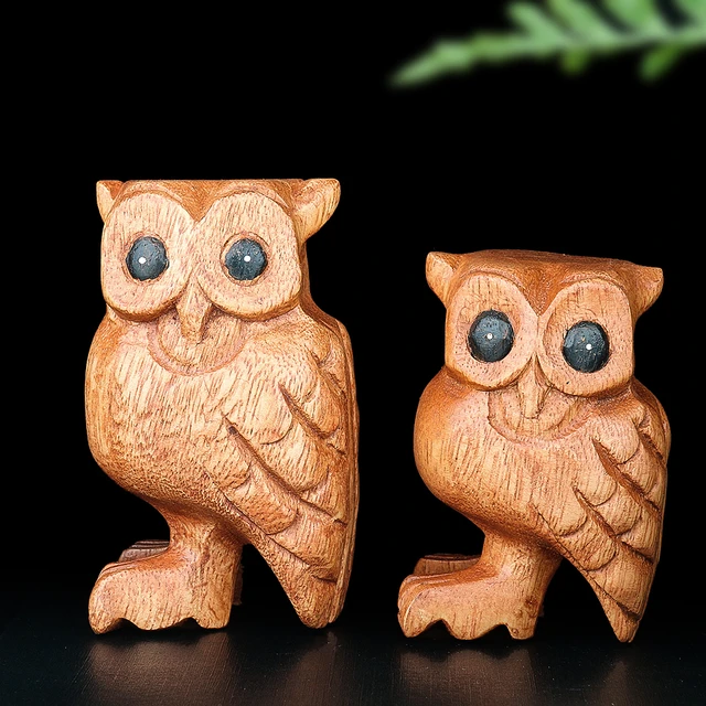 フクロウ置物木製アンティークレトロハリーポッターのよう