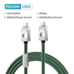 ORICO High - Speed USB4 Cable with 240W Power Delivery, 8K Video Support, and Silicone Design - 0.5m (B2 - 40Gbps Green)