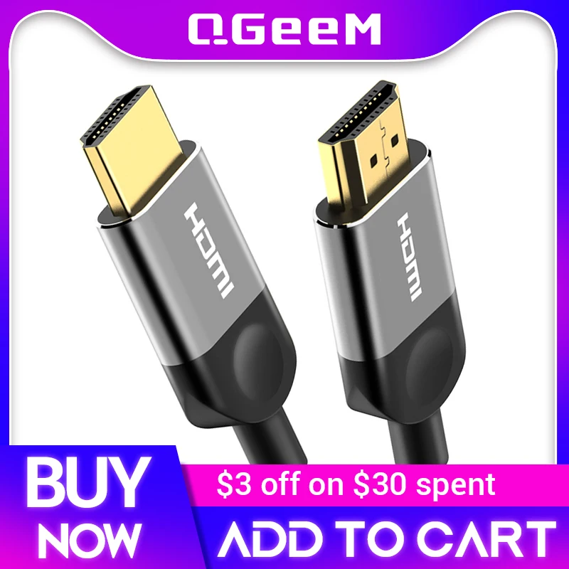 QGEEM HDMI Cable HDMI to 2.0 Cable 4K for Xiaomi Projector Nintend Switch PS4 Television TVBox xbox 360 1m 2m 5m hdmi cable