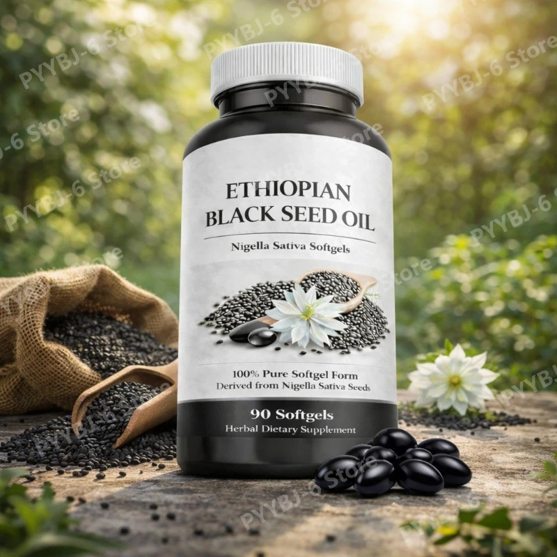 Ethiopian Black Seed Oil Purity Natural Cold Pressed Nigella Sativa Oil for Daily Use Non-GMO Gluten-Free Vegan 90 Count