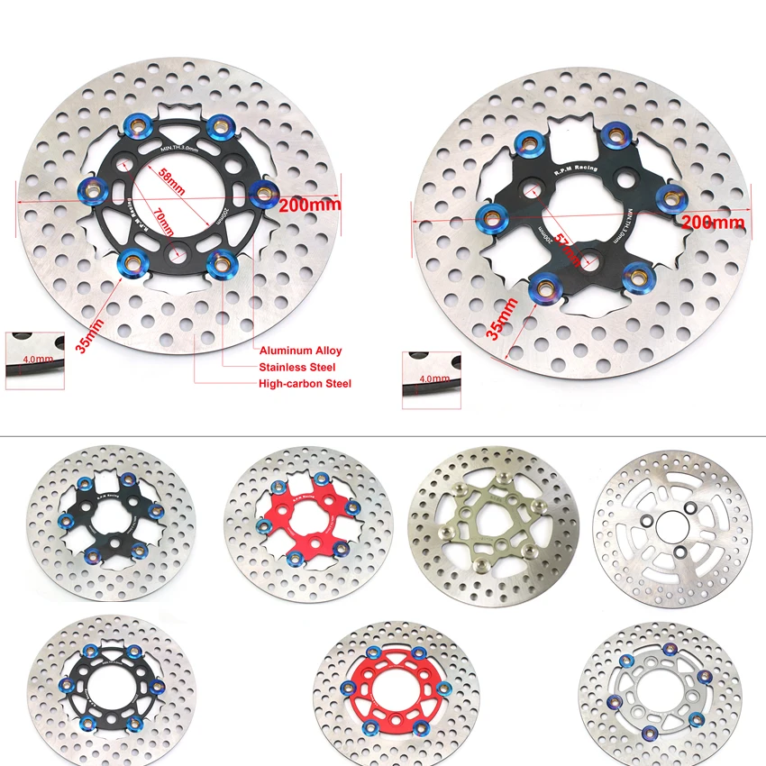 RPM 200mm Brake Disc Floating Rotor Motorcycle Brake Disc Caliper 200mm Pitching 57mm or 70mm 3 Hole for Honda Yamaha Jog