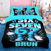 Parure de lit imprimée dessin animé Six Seven 67, 2/3 pièces, housse de couette et taie d'oreiller pour adolescents et adultes, cadeau pour garçons et filles 1