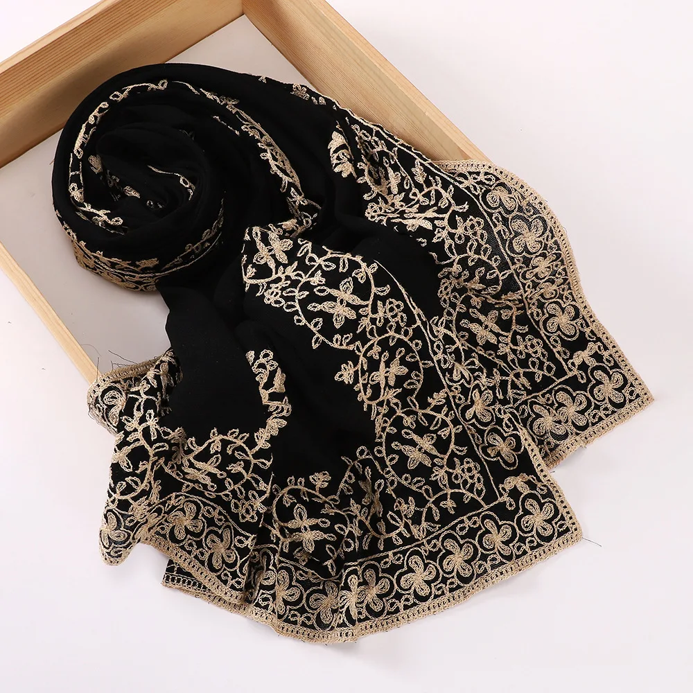 Neue Ethnische Stil Muslimischen Hijabs Für Frauen Lange Nahen Osten Schwarz Gestickte Kopftuch Dame Foulard Femme Muslimischen Schleier Ramadan – Detail 13