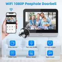 Awapow 4.3 Inch Wifi Door Viewer Smart Tuya Video Doorbell Camera Peephole 2-Way Audio Mini Camera Motion Detection Night Vision - Image 2