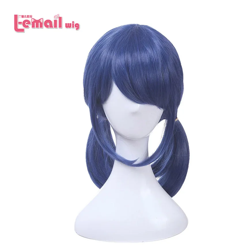 l email wig synthetic hair game project sekai colorful stage aoyagi toya cosplay wig pjsk 28cm dark blue color matching wigs L-email wig Synthetic Hair Marinette Cosplay Wig Dark Blue Double Ponytails Straight Halloween Heat Resistant Women Wigs