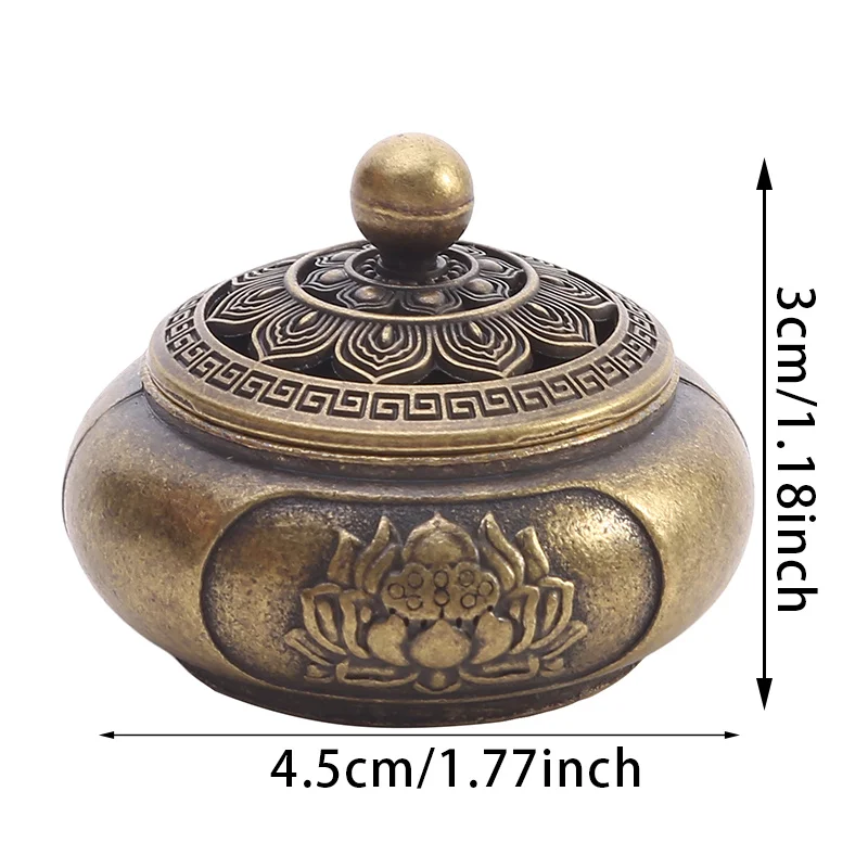 Brûleur d'encens lotus bouddhiste en alliage de cuivre, décoration pour maison et bureau