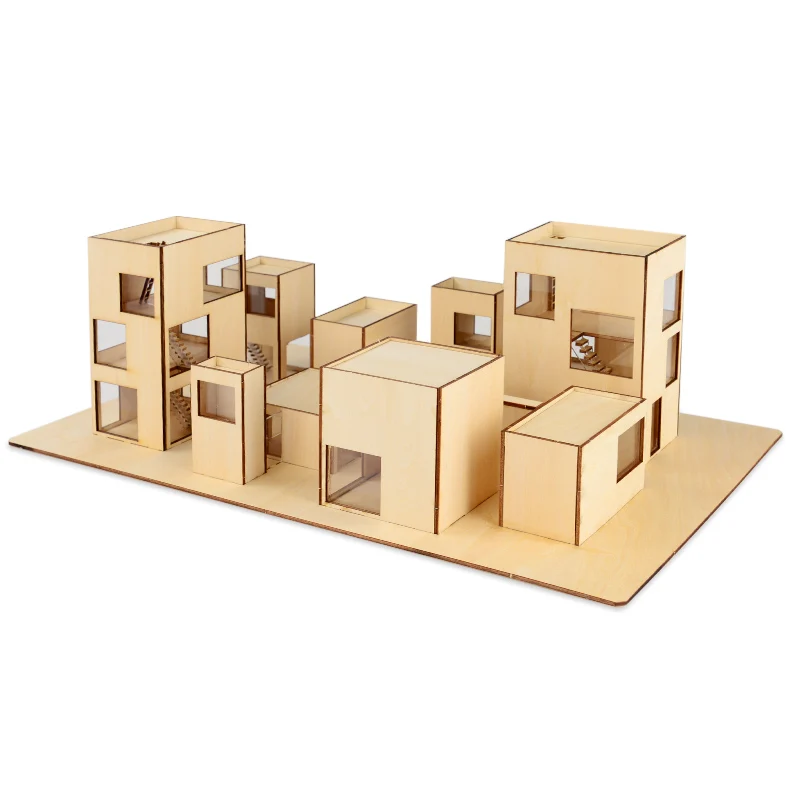 

1:100 scale Miniature House Village Church Prefabricated House Wooden Constructor DIY Assembly Model Building Kit Diorama Craft