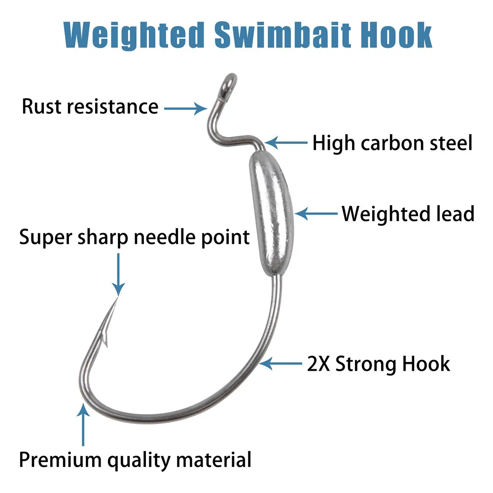 50Pcs Weighted Jig head hook Fishing jigs Swimbait Worm Fish hooks