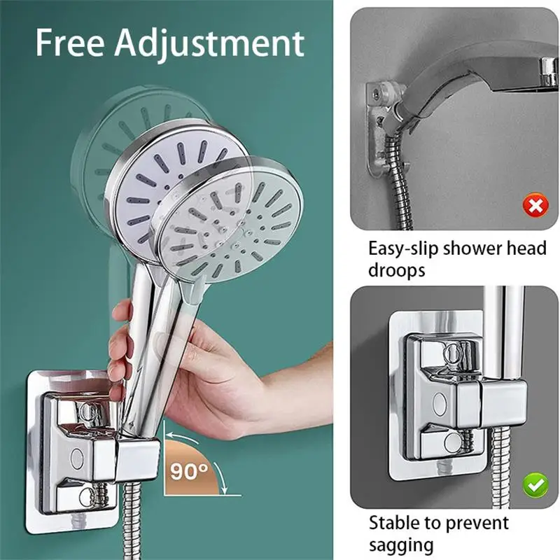 

1pc Self-Adhesive Showerhead Wall Mounted Shower Head Holder Adjustable Shower Holder Handheld Bracket Bathroom Accessories