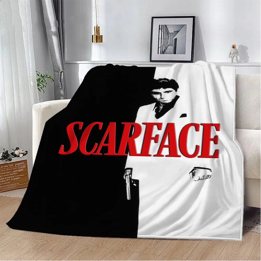 3D Movie Scarface Knee Blanket Throw Bed Blankets & Throws Microfiber Bedding Interior for Home Fluffy Plaid Beach Towel Soft & 4