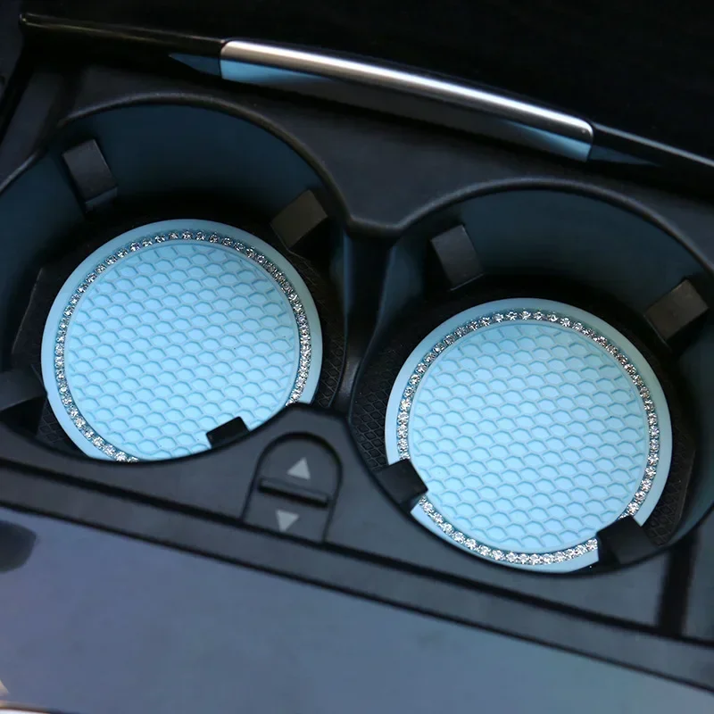 2Pcs Car Water Cup Mat Auto Interior Decoration Accessory Simple Installation Universal Car Beverage Water Cup Anti-Skid Pad