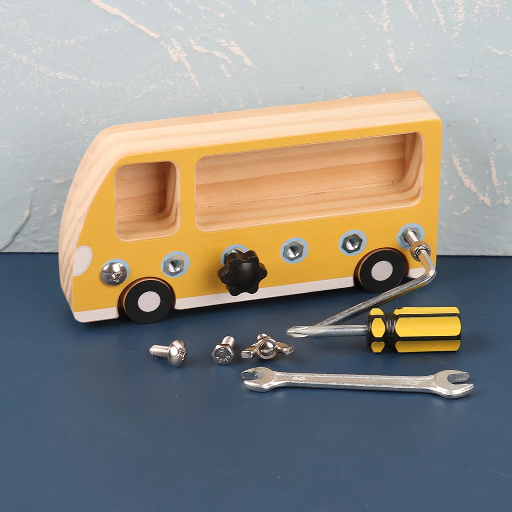 Nut Disassembly Busy Bus Educational Children's Toys Kids Birthday Gift Screw Car Model Screw Boys Creative Tool Assembled Toy