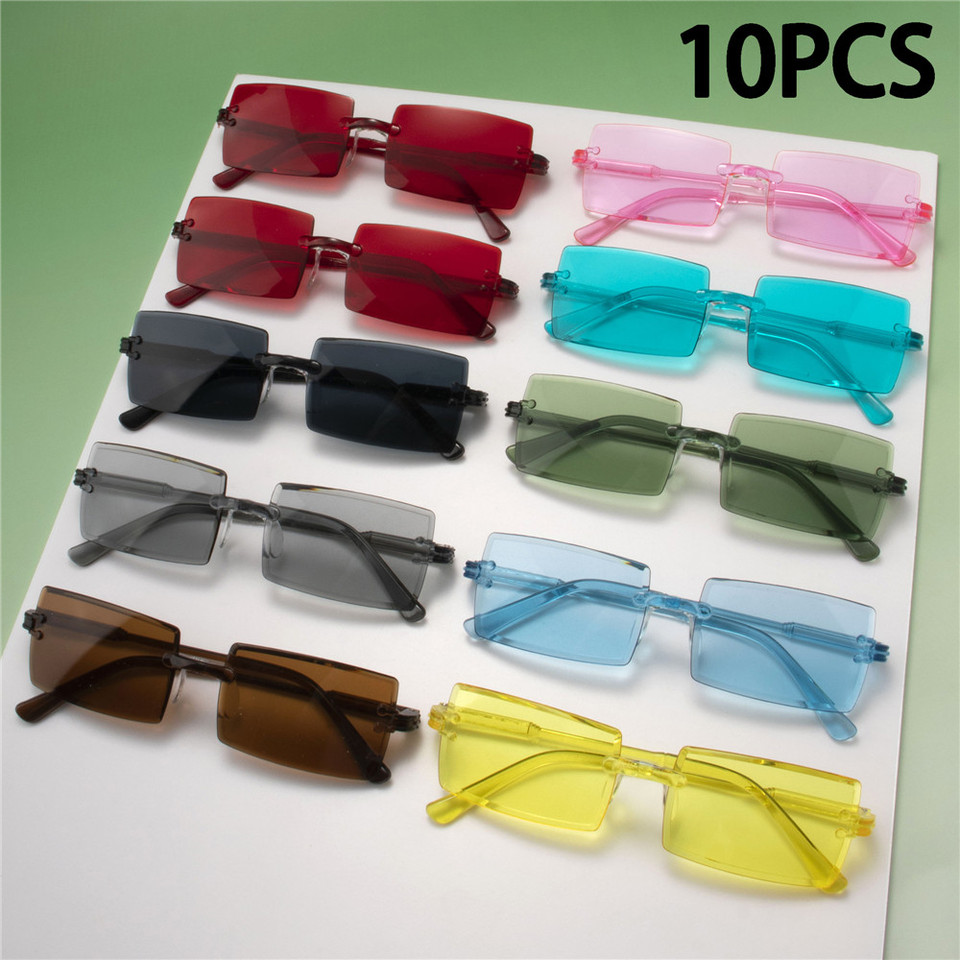 10PCS Retro Sunglasses Women Brand Designer Fashion Rimless Gradient Sun Glasses Shades Cutting Lens Ladies Frameless Eyeglasses