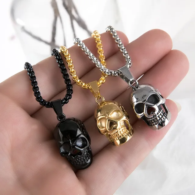 Creative Punk Stainless Steel Skull Necklace Hip Hop Necklaces for