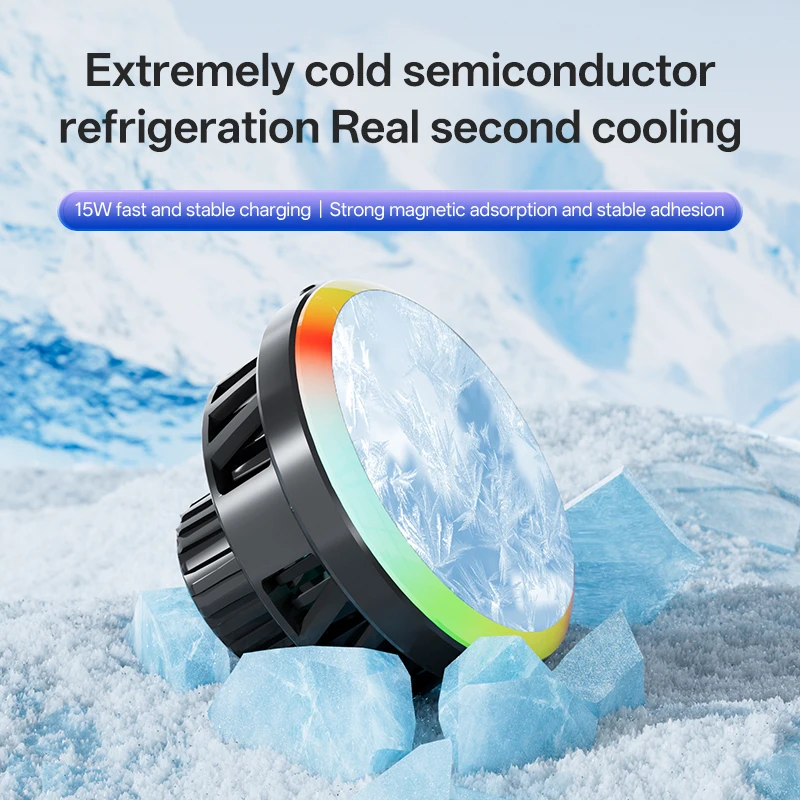 Car RGB Light & Cooler & 15W Magnetic Wireless Charger Stand For Magsafe iPhone 17 16 15 14 13 12 Pro Max Fast Charging Station