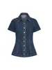 Women Denim Two Piece Sets Single-breasted Splice Short Sleeve Jackets Slim Fit Straight Wrap Hip Ultra Short Skirt Female Suits 4