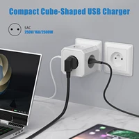 ก้อนปลั๊กไฟยุโรปพร้อม5เต้าเสียบไฟฟ้ากระแสสลับหลายอะแดปเตอร์เต้าเสียบ250V 16A 4000W เต้ารับไฟฟ้าสำหรับสำนักงานบ้านหรือการเดินทาง 4