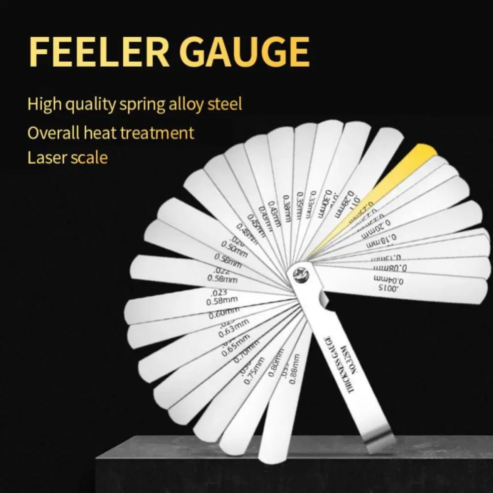 

High Precision Feeler Gauges High Quality 0.04-0.88mm Stainless Steel Gap Filler Feeler 32 Blades Thickness Gauge Woodworking
