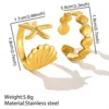 2pcs/Lot Stainless Steel Creative Starfish Shell Rings Waterproof Adjustable Open Ring For Women Seabeach Jewelry Party Gifts 5