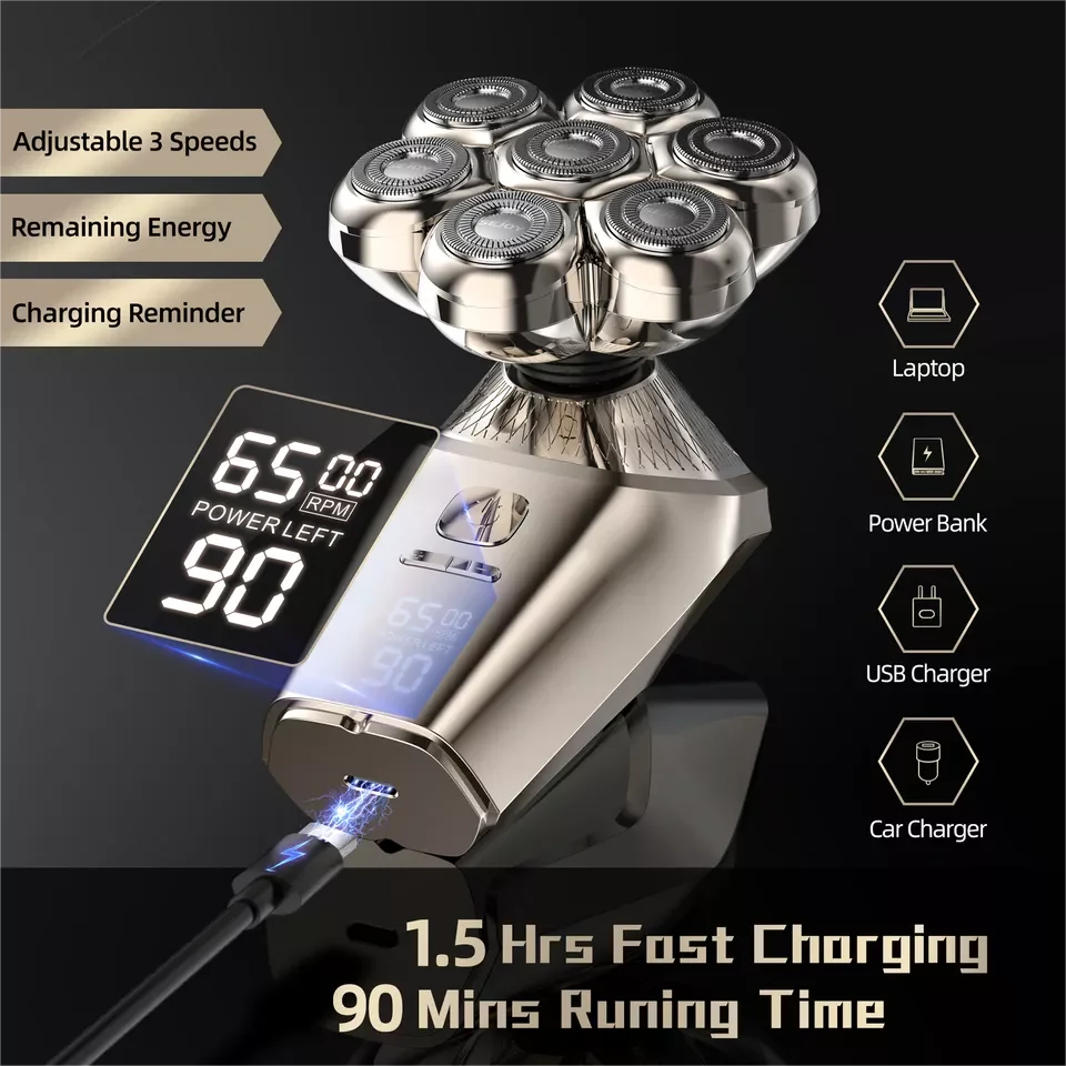 5IN1 Rotary Electric Shaver 7D Rechargeable Bald Head Beard Trimmer Razor electric shaver electric razor rotary shaver electrical rotary shaver cordless shaver
