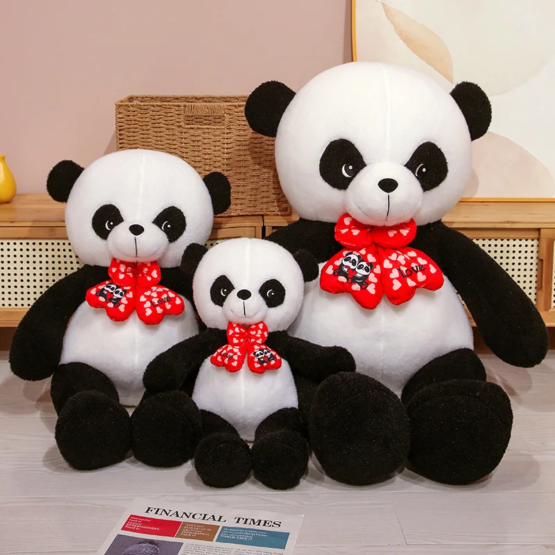 

50/70cm Cute Red Tie Panda Plush Toy Kawaii Long Leg Hug Bears Stuffed Animals Plushies Doll Cartoon Soft Kids Toys Home Decor