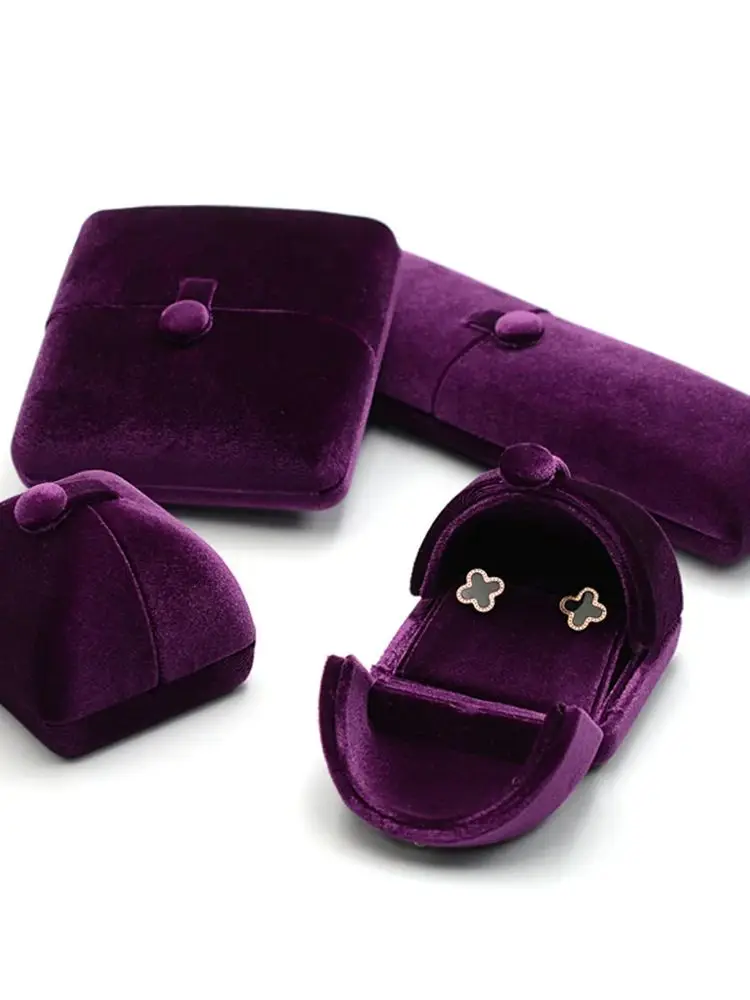 High-quality Velvet Double-opening Jewelry Storage Box For Rings Earrings Pendants Bracelets Necklaces Jewelry Packaging Box