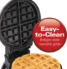 Beach Flip Belgian Waffle Maker with Browning Control, Non-Stick Grids, Indicator Lights, Lid Lock and Drip Tray, Stain 4