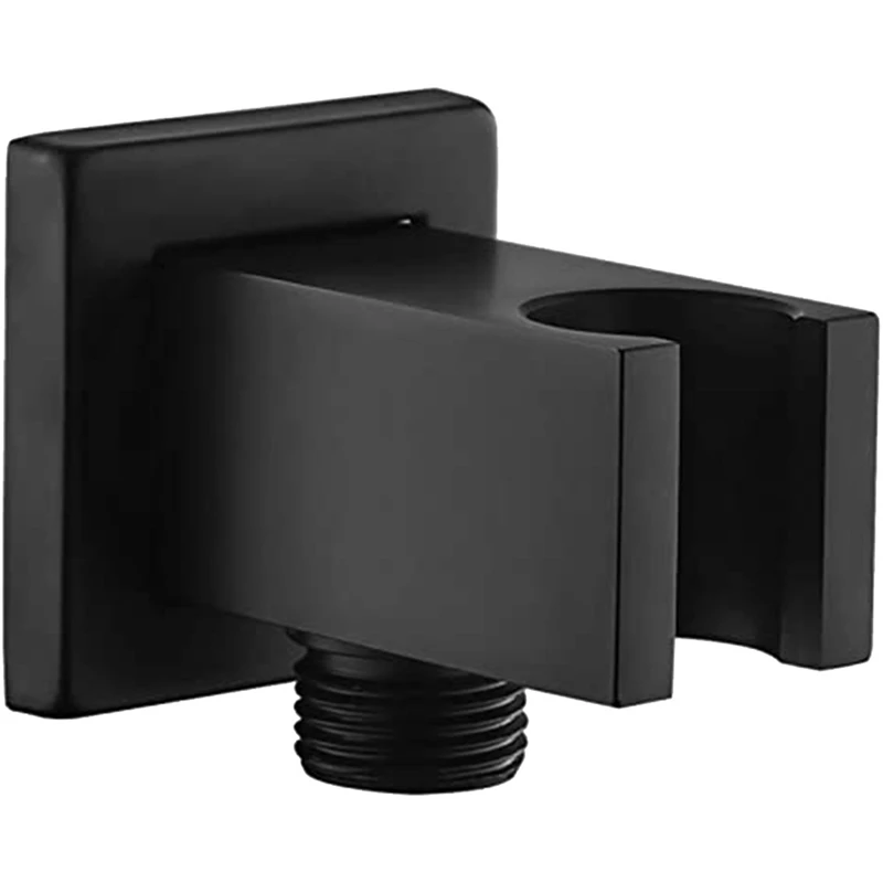 

Brass Square 1/2 Inch Shower Hose Fitting Wall Mount Bracket With Spout Bathing Wall Fixed Seat Black