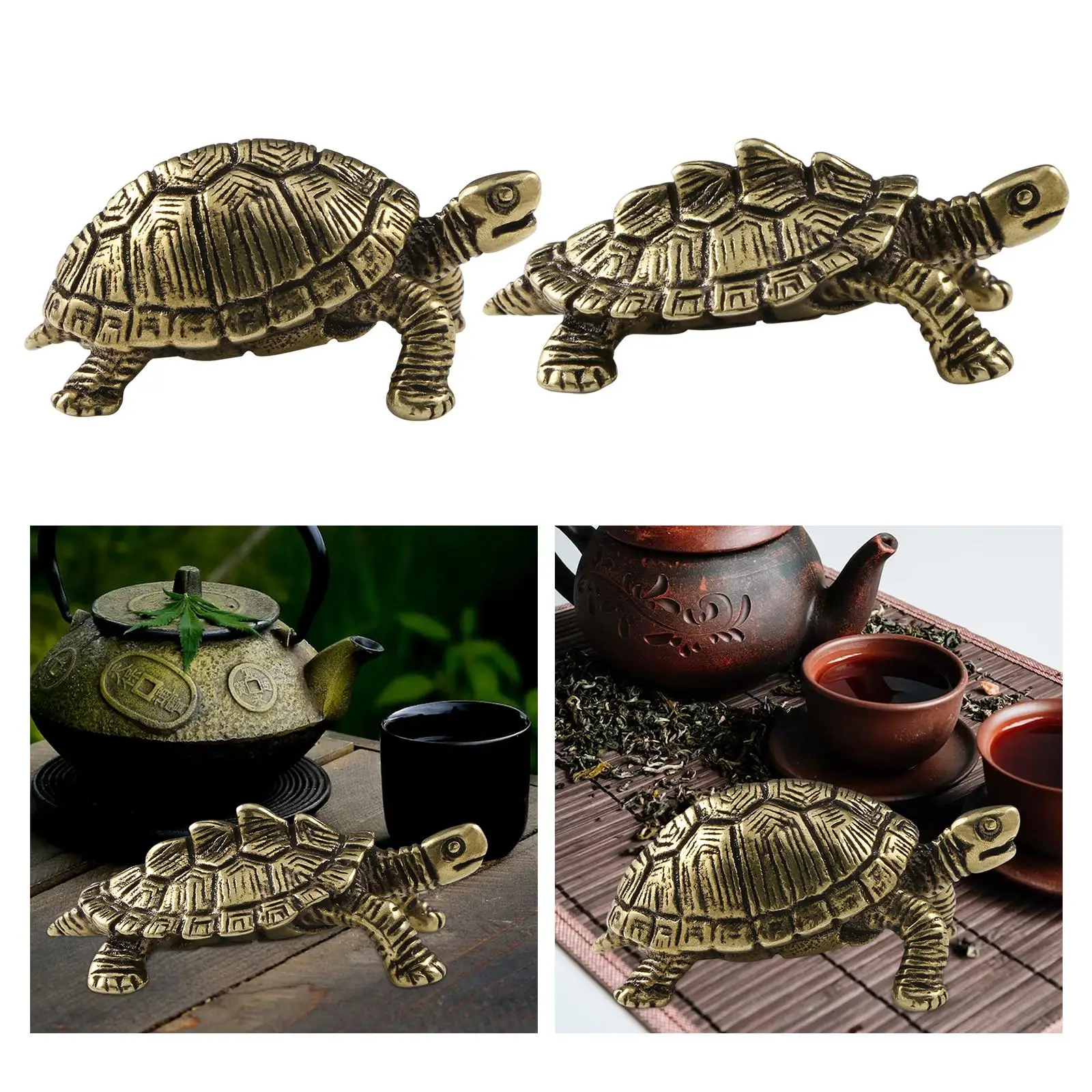 Turtle Statue Landscape Decor Ornament Copper Fairy Garden Turtle Bronze Decoration for Office Decoration Home Gift Desktop