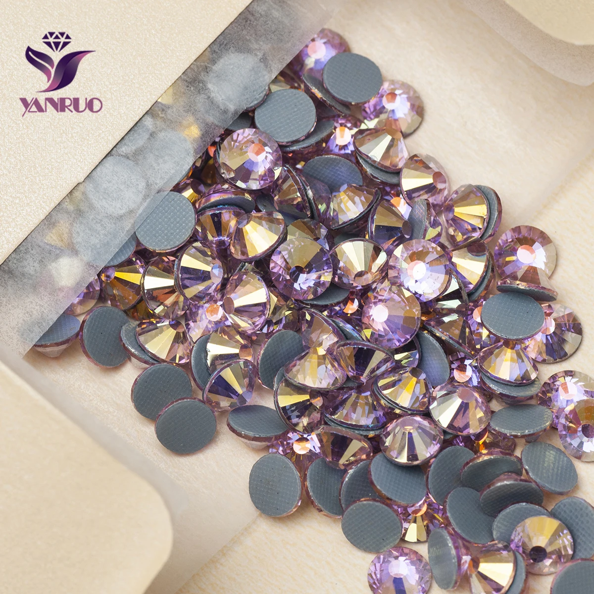 

YANRUO 2058HF Light Rose AB Flat Back Strass Hotfix Rhinestones Crystal Heat Transfer Iron Crystal Stones